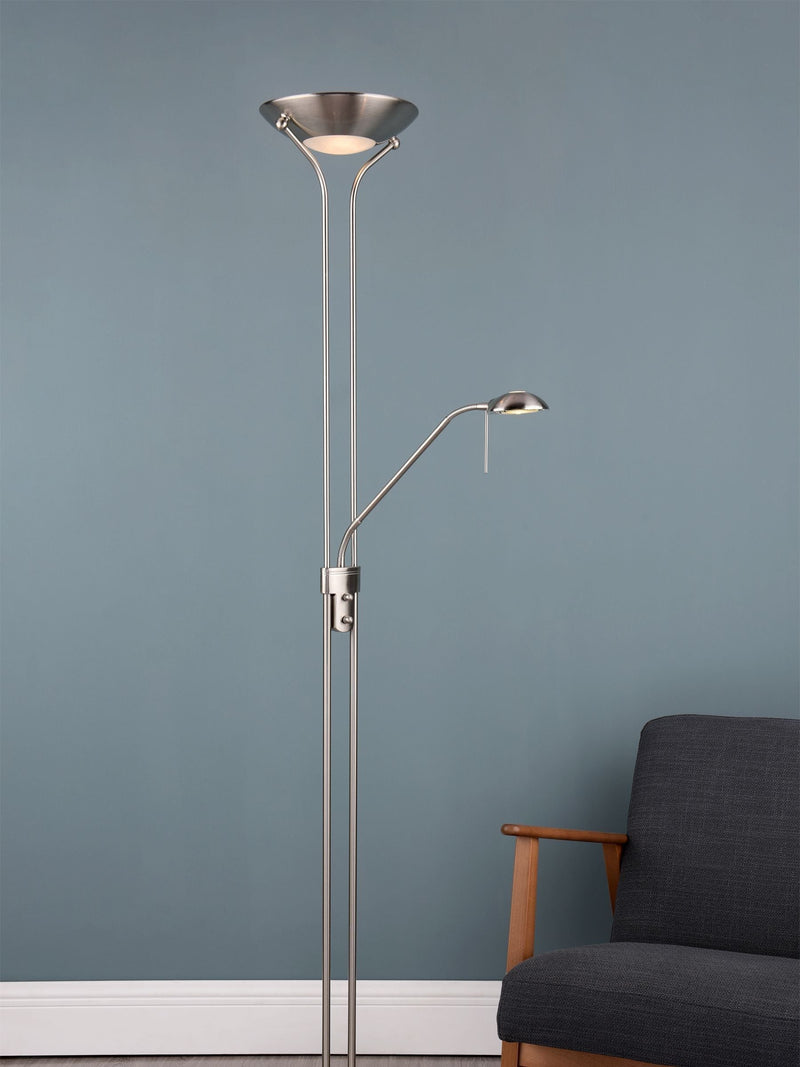 Dar Lighting Chrome Hannah floor lamp H180cm, imported from the UK