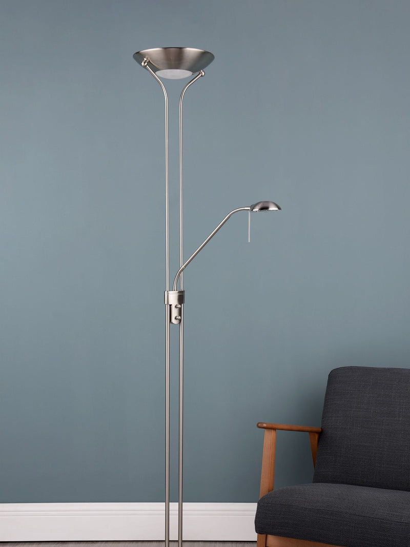 Dar Lighting Chrome Hannah floor lamp H180cm, imported from the UK