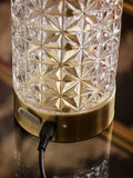 Rockett St George clear cut glass decanter rechargeable lamp, UK version