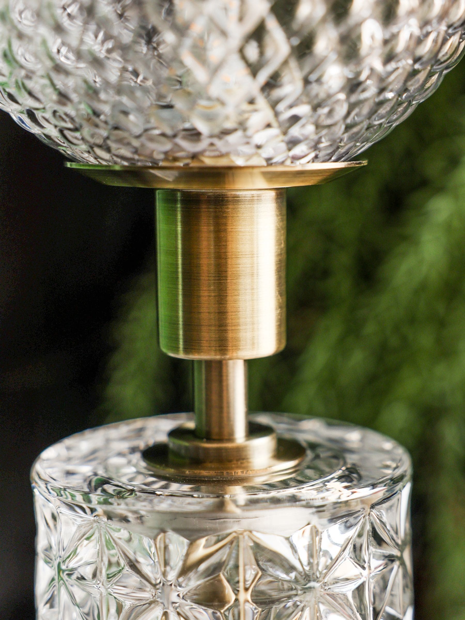 Rockett St George clear cut glass decanter rechargeable lamp, UK version