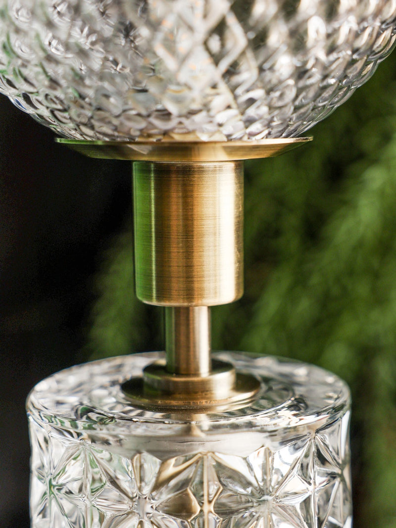 Rockett St George clear cut glass decanter rechargeable lamp, UK version