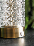 Rockett St George clear cut glass decanter rechargeable lamp, UK version