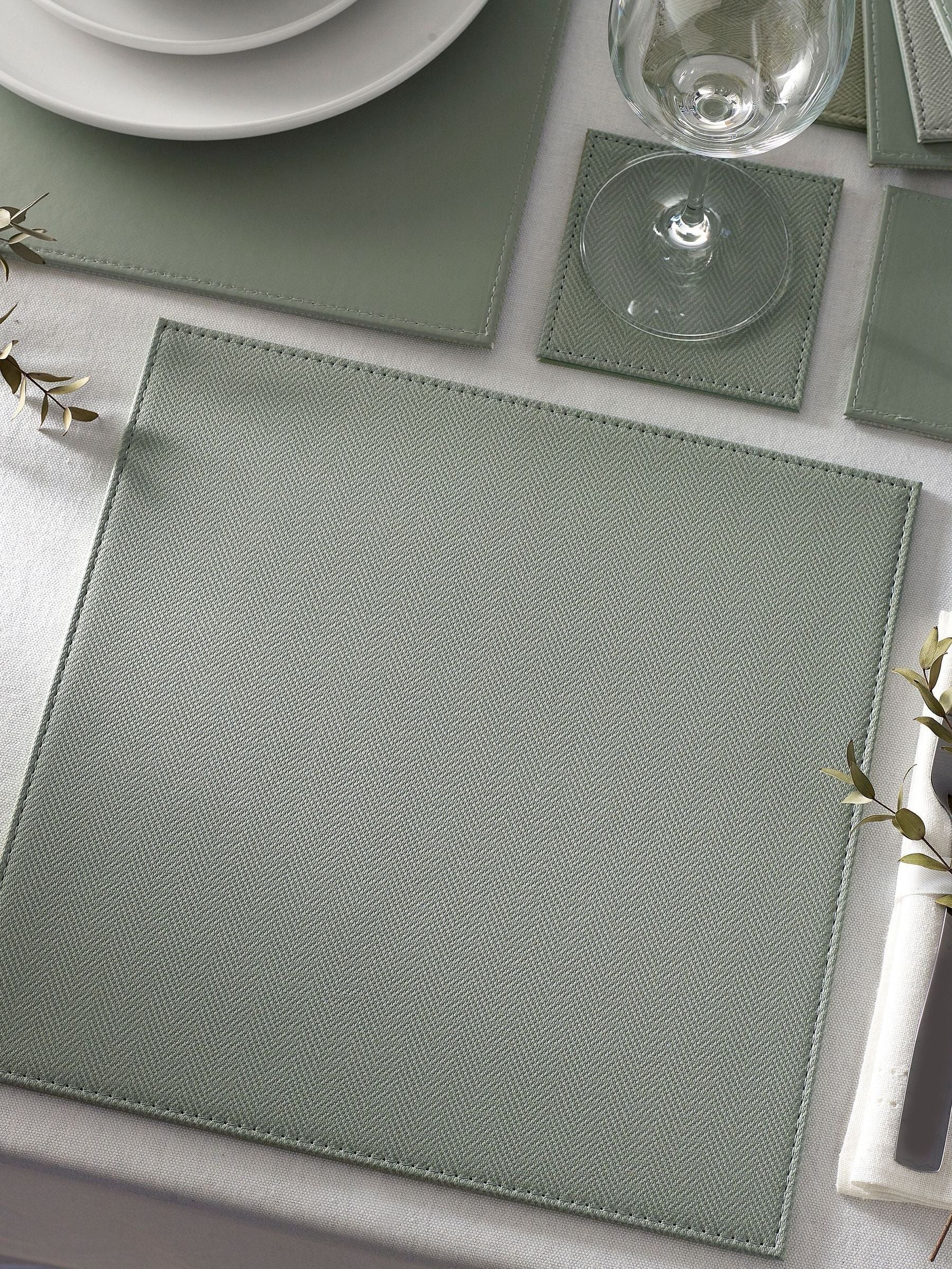 Black Reversible Faux Leather Placemats and Coasters Set of 4