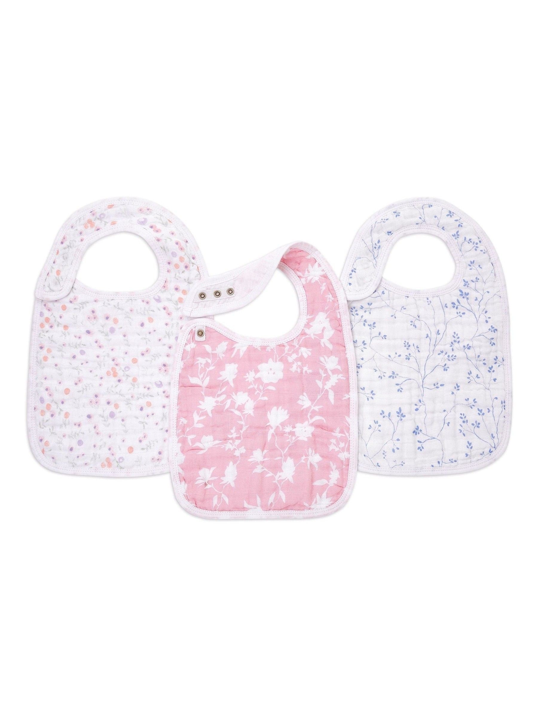 aden + anais pink bibs 3 pack, imported from the UK