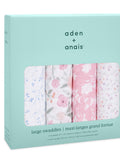 aden anais Ma Fleur muslin blankets 4 pack large, imported from the UK