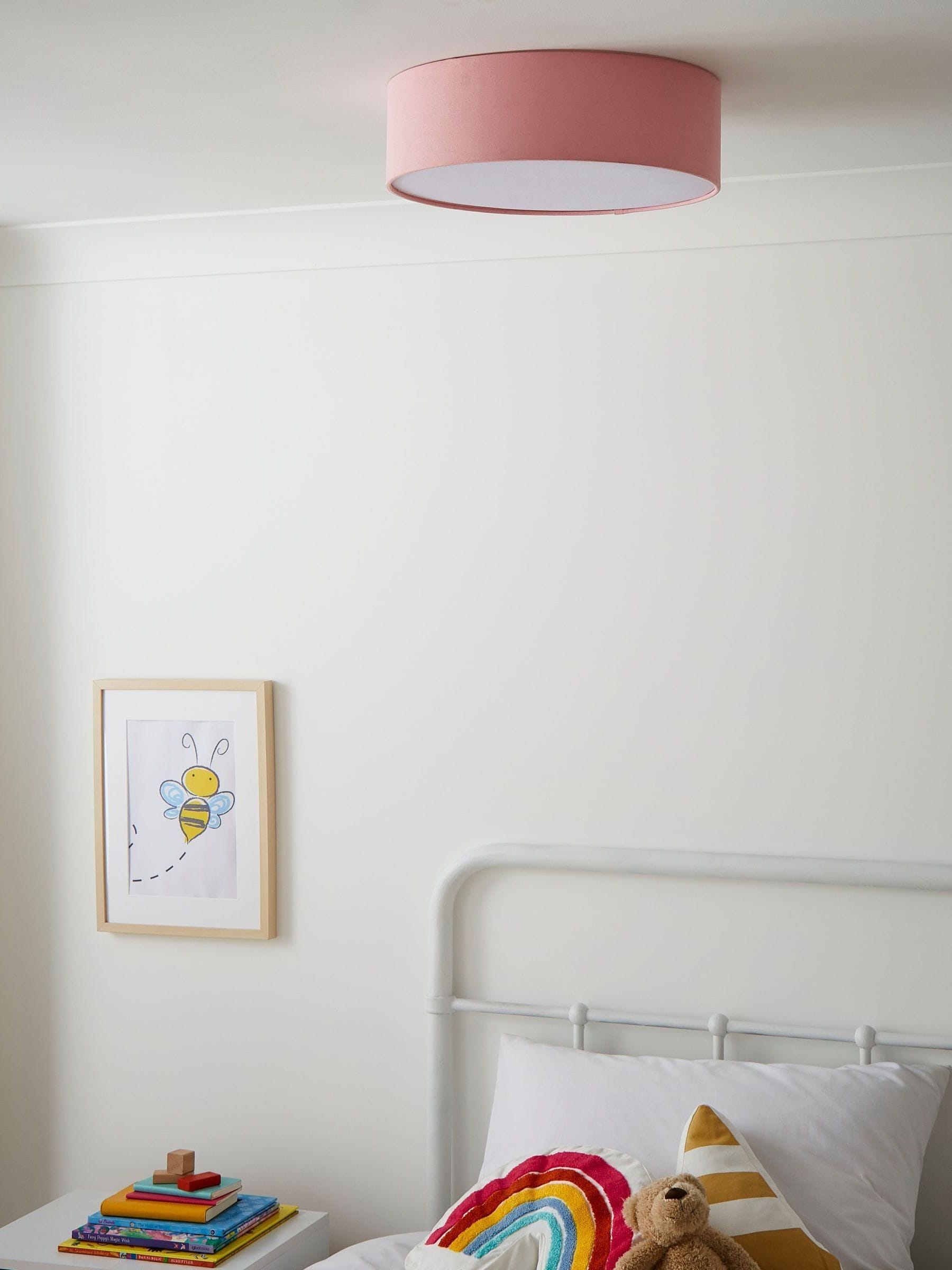 Glow pink diffused flush ceiling light pendant - British product