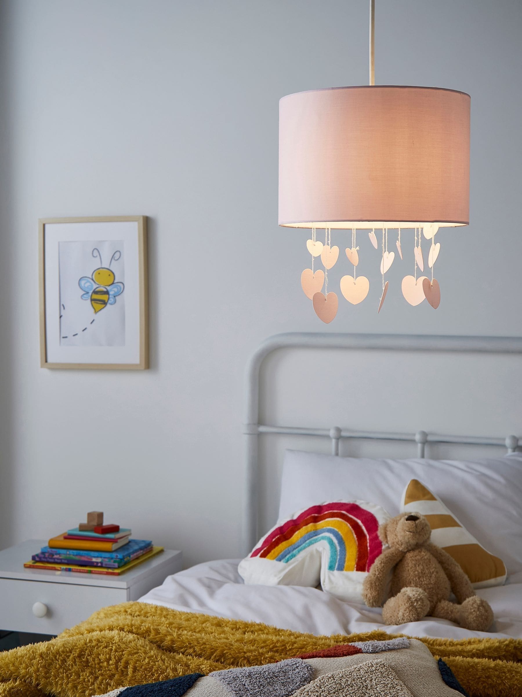 glow pink hearts shade ceiling light - British product