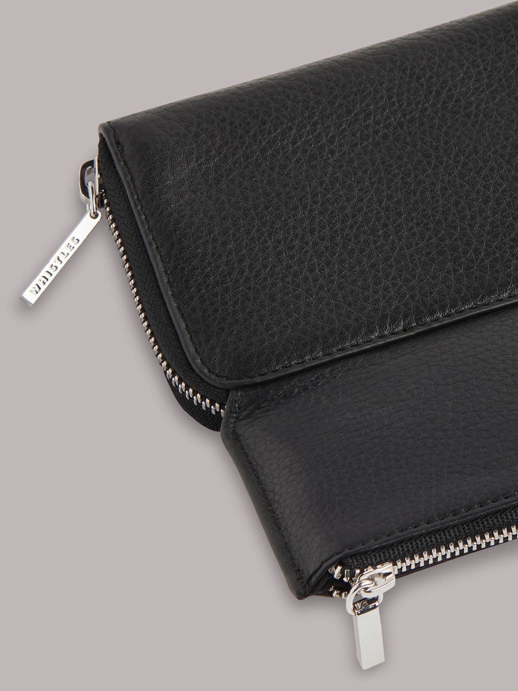 Whistles Black Bibi Zip Purse 100% leather - British product