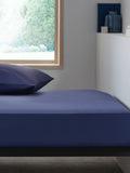 Navy blue polycotton fitted sheet, imported from the UK