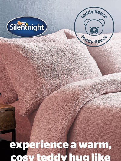 Neste Silentnight Blush Rosa Borg Fleece Koselig Teddy Dynetrekk og Putevarsett - Kjøp online hos McGrocer