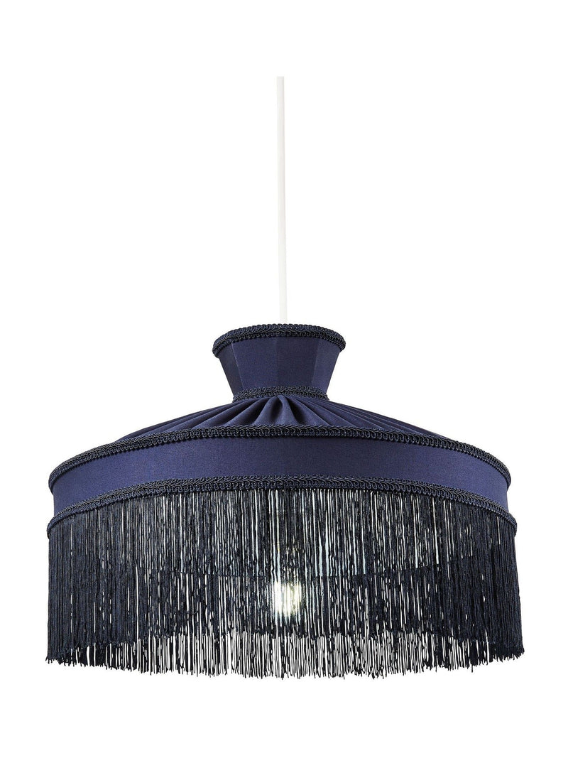 BHS dark blue fringed shade ceiling light, UK version