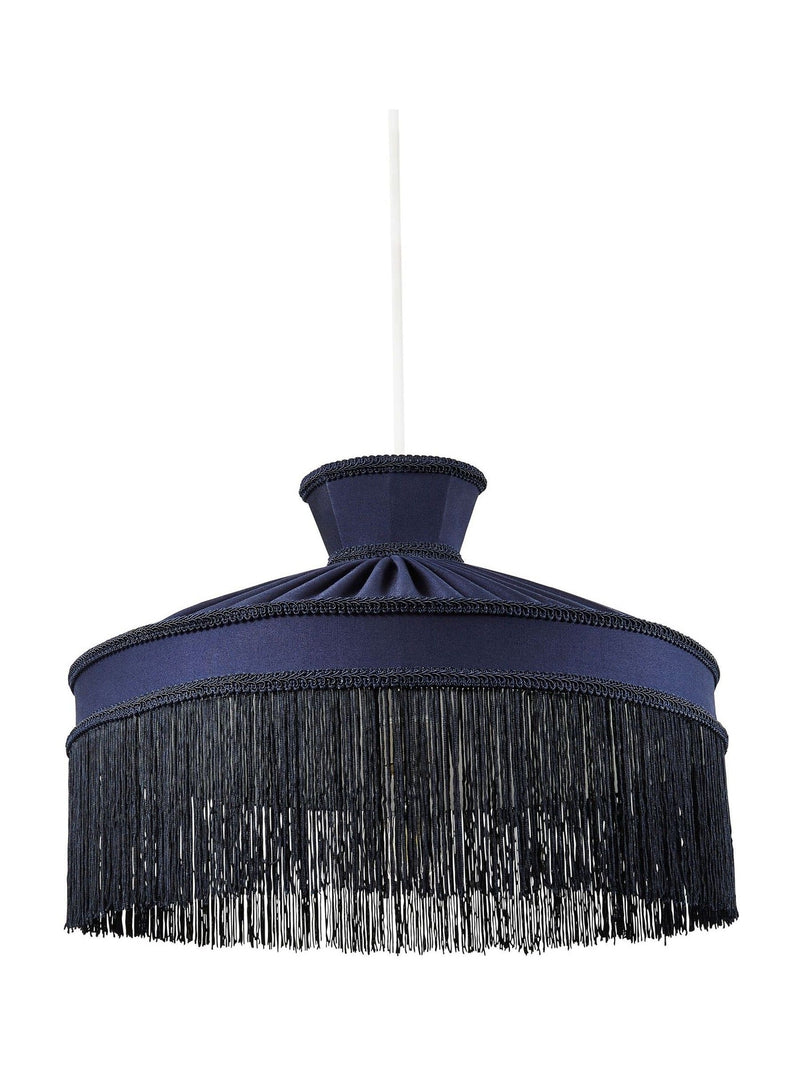 BHS dark blue fringed shade ceiling light, UK version