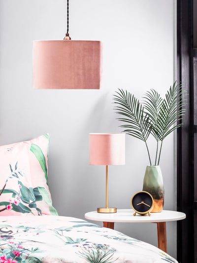 Next BHS Pink 30cm Velvet Shade Ceiling Light- Buy online at McGrocer