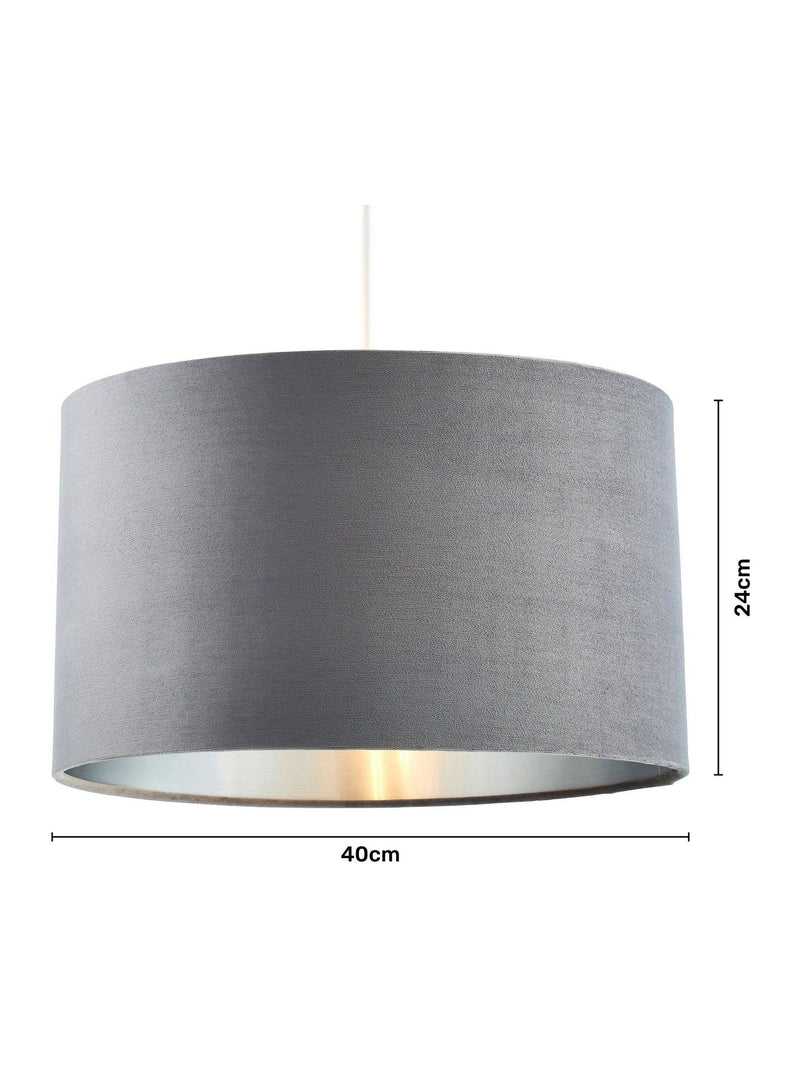 BHS grey velvet shade ceiling light 40cm, imported from the UK