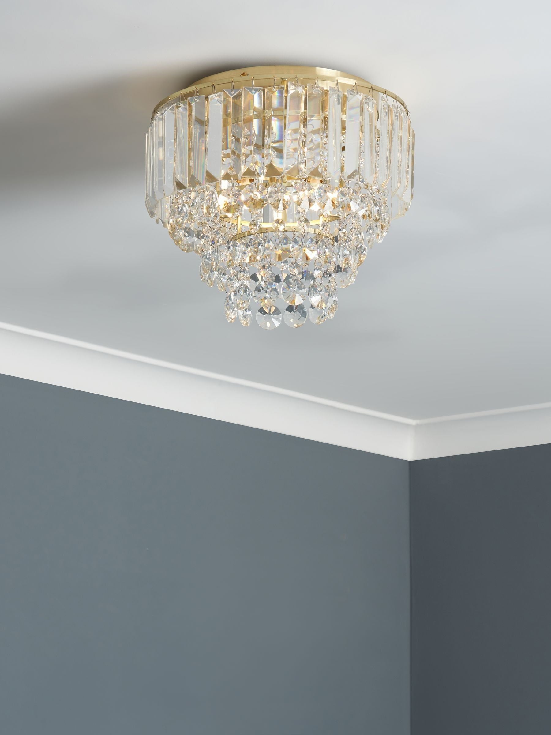 BHS Paladina Crystal Satin Brass Ceiling Light