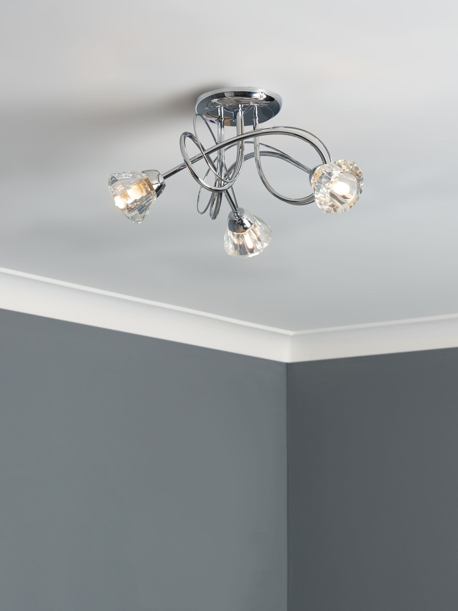 BHS Silver Marianne 5 Light Flush Ceiling Light