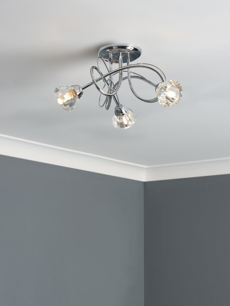 BHS Silver Marianne 5 Light Flush Ceiling Light