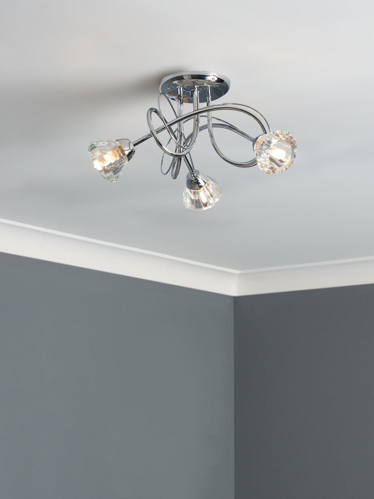 BHS Silver Marianne 5 Light Flush Ceiling Light