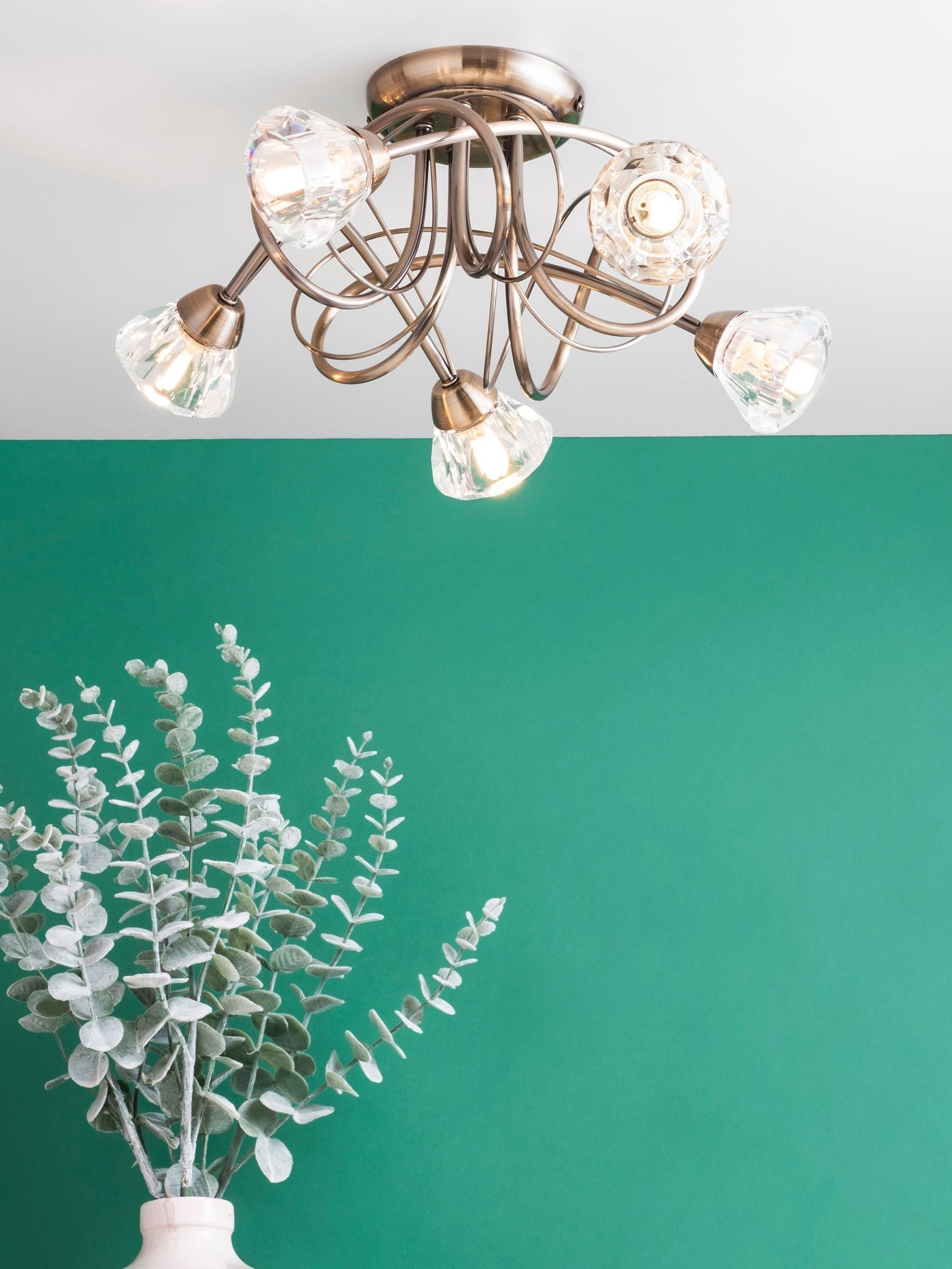 BHS Silver Marianne 5 Light Flush Ceiling Light
