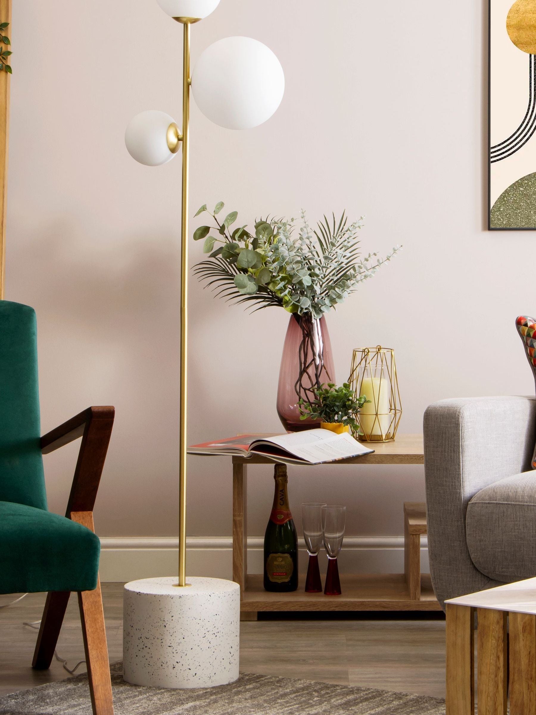 BHS Black Forella Three-Light Floor Lamp