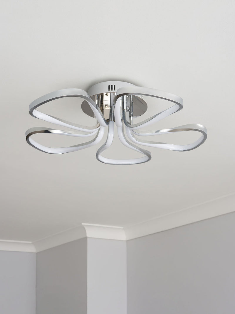 BHS Chrome Alvar LED 5 Petals flush ceiling light - British product