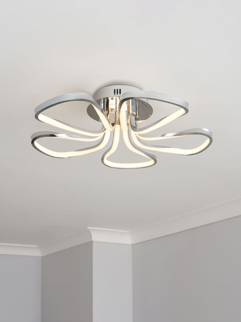 BHS Chrome Alvar LED 5 Petals flush ceiling light - British product