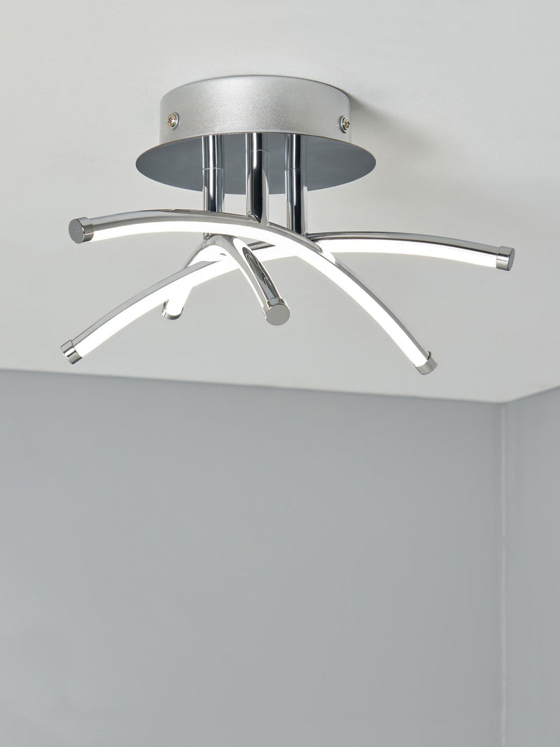 BHS Chrome Aalto Cross Over LED Flush Ceiling Light