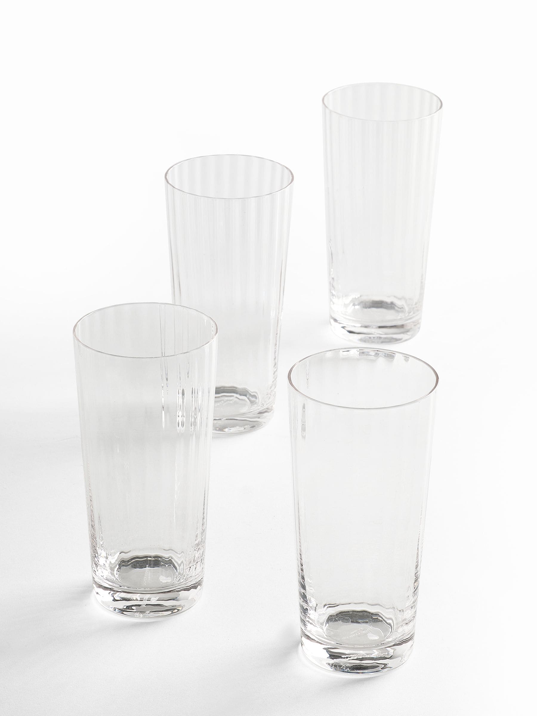 Jasper Conran London clear fluted tall tumbler glasses 15cm height set of 4, UK version