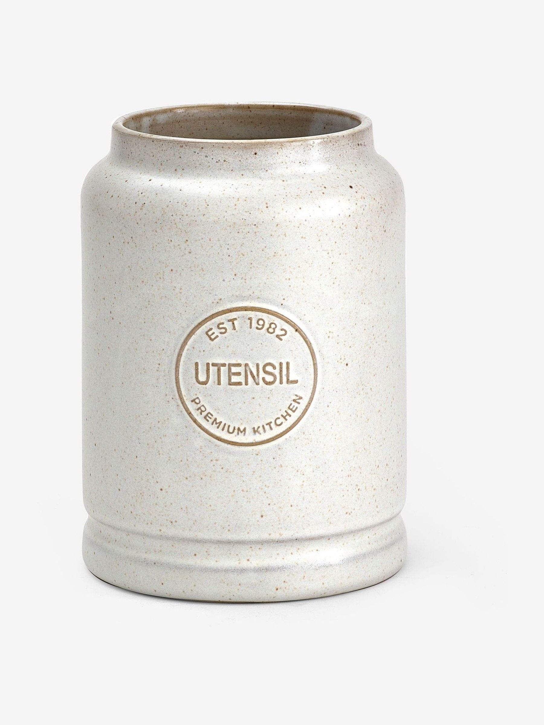Natural country badge utensil pot 18x13x13cm, imported from the UK