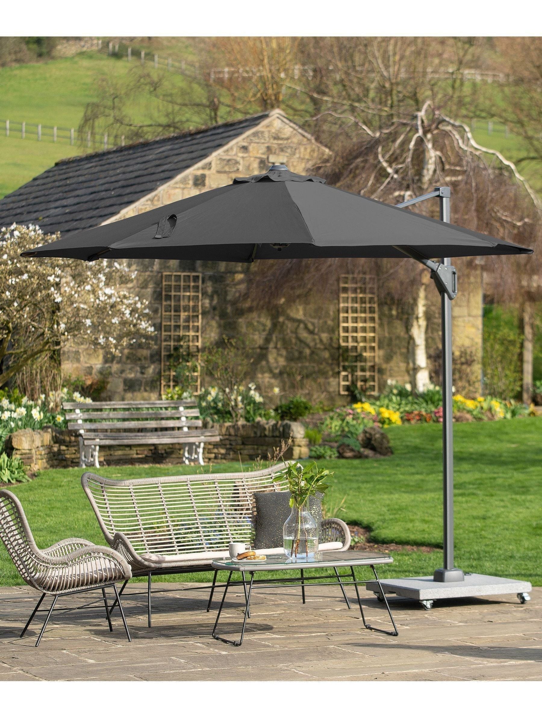 Pacific Anthracite Grey Garden Voyager T1 3m Round Parasol