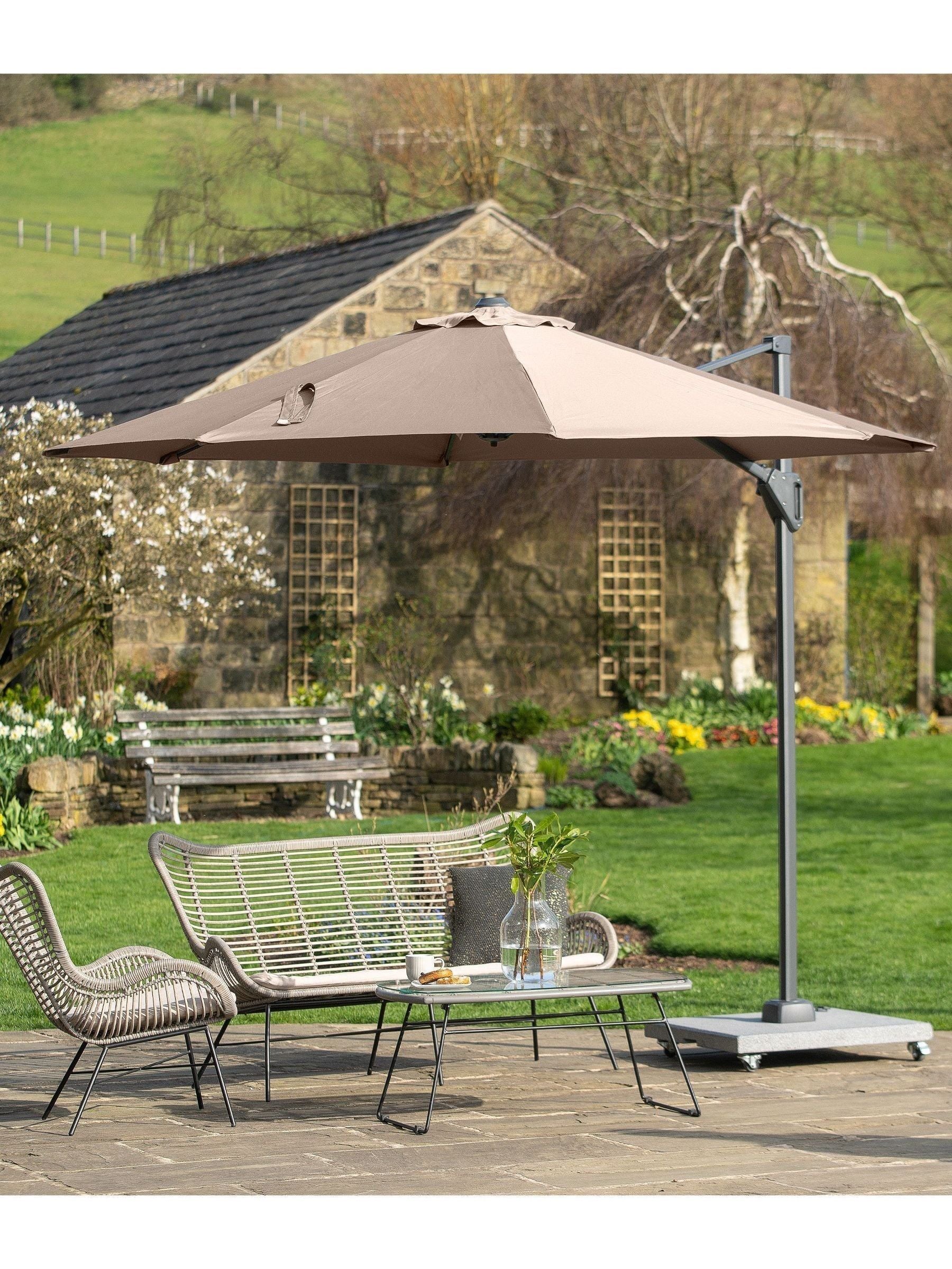 Pacific Taupe Brown Garden Voyager T1 3m Round Parasol