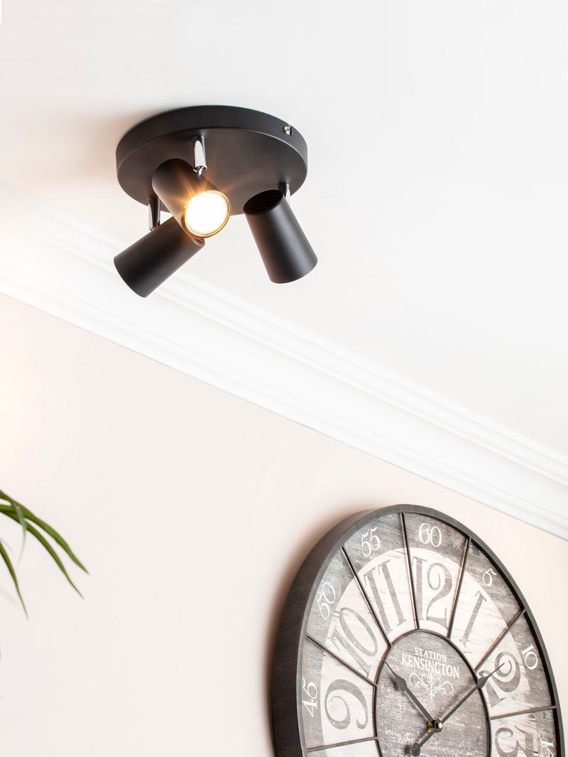 BHS Harvey Silver 3 Light Flush Spotlight Ceiling Light