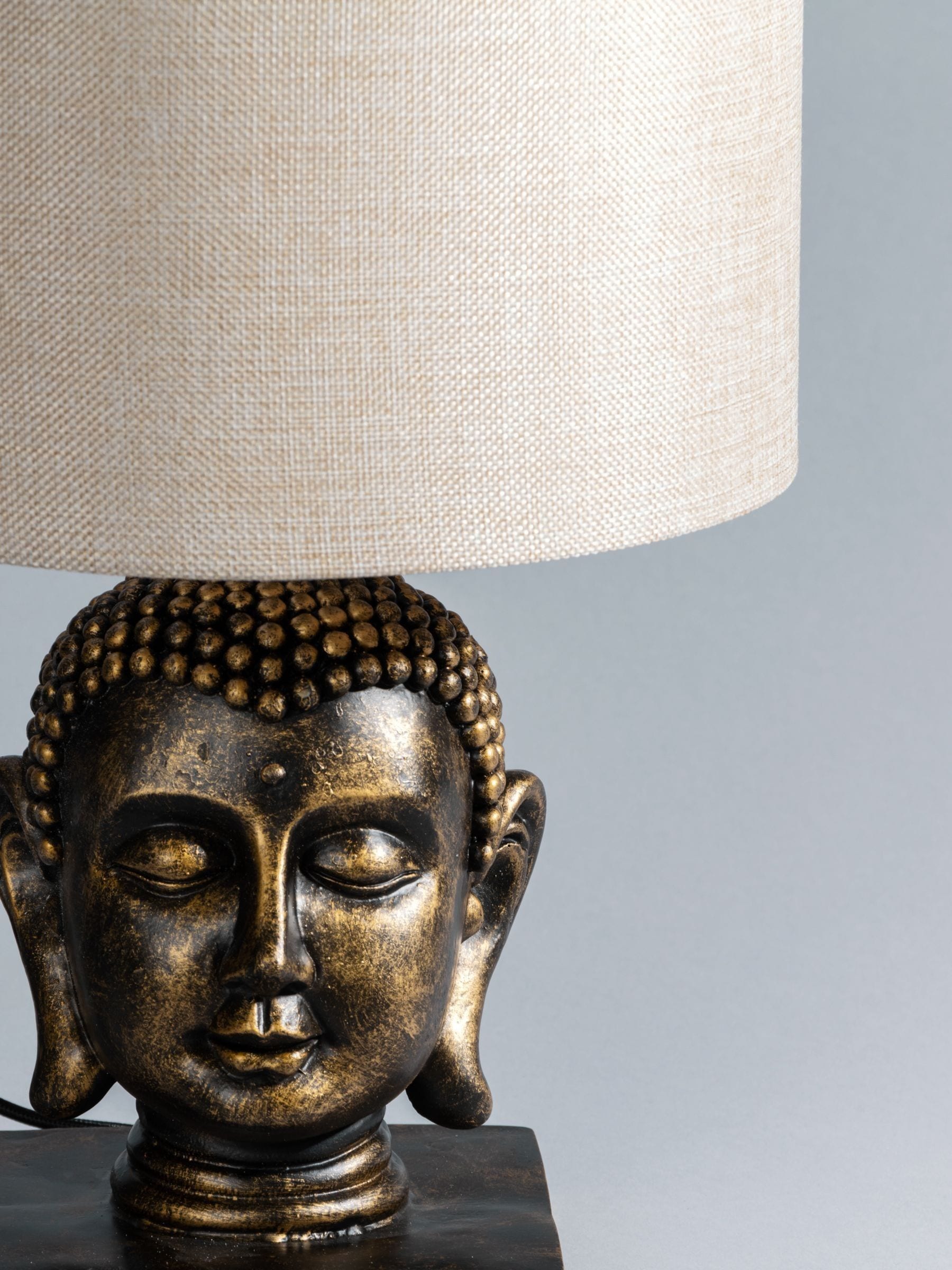 BHS Gold Buddha table lamp with white shade - British product