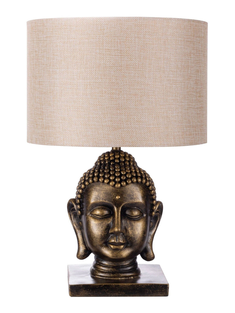 BHS Gold Buddha table lamp with white shade - British product