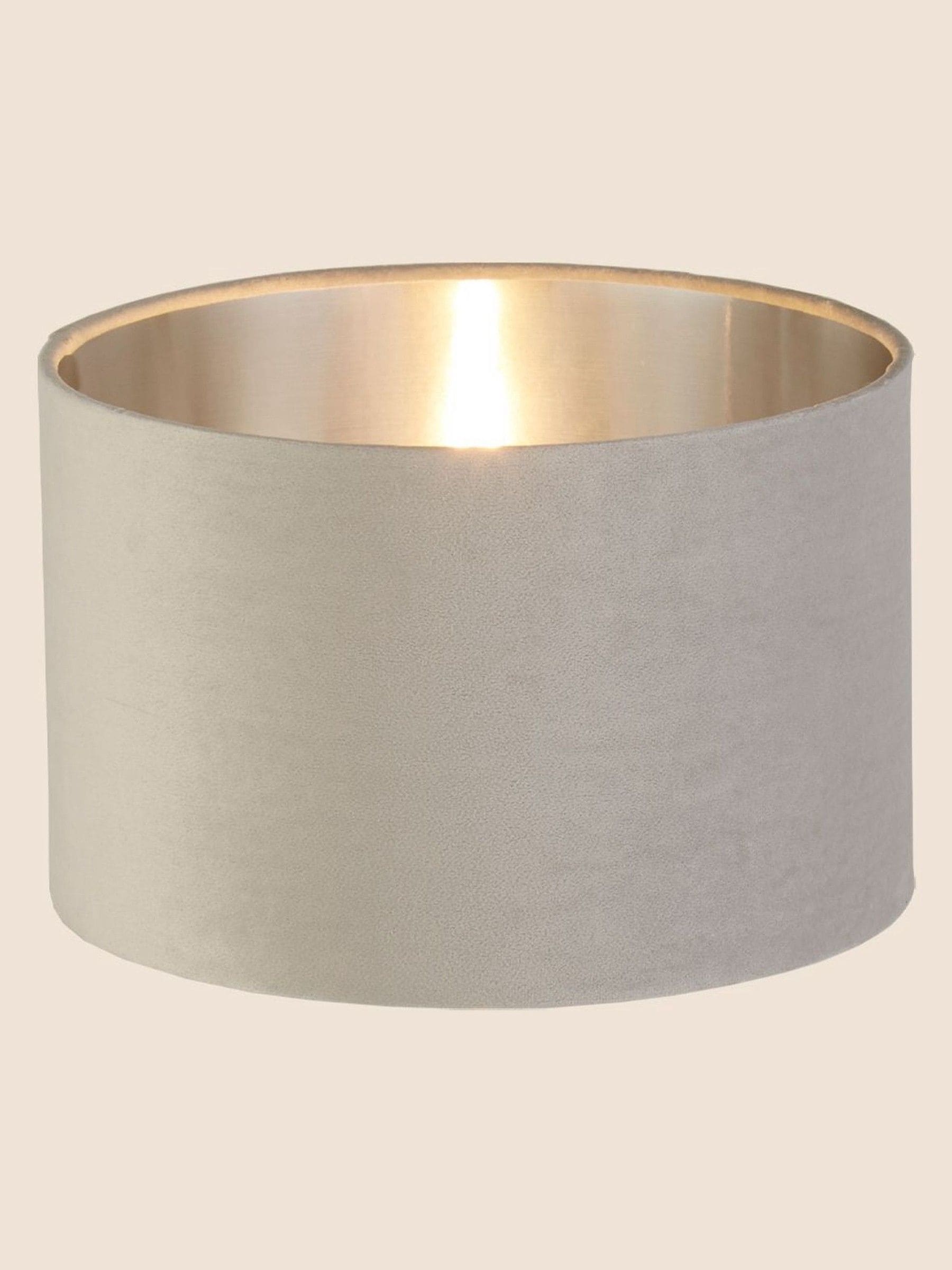 Searchlight velvet ceiling light shade in light grey, UK version