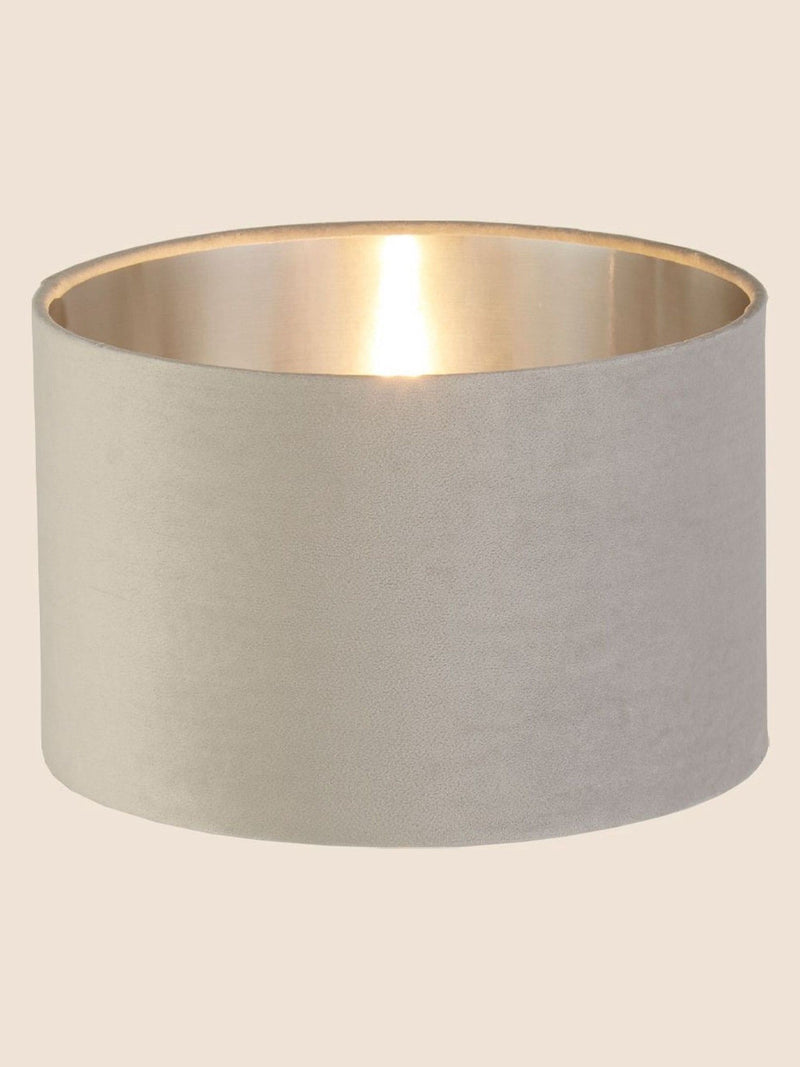 Searchlight velvet ceiling light shade in light grey, UK version
