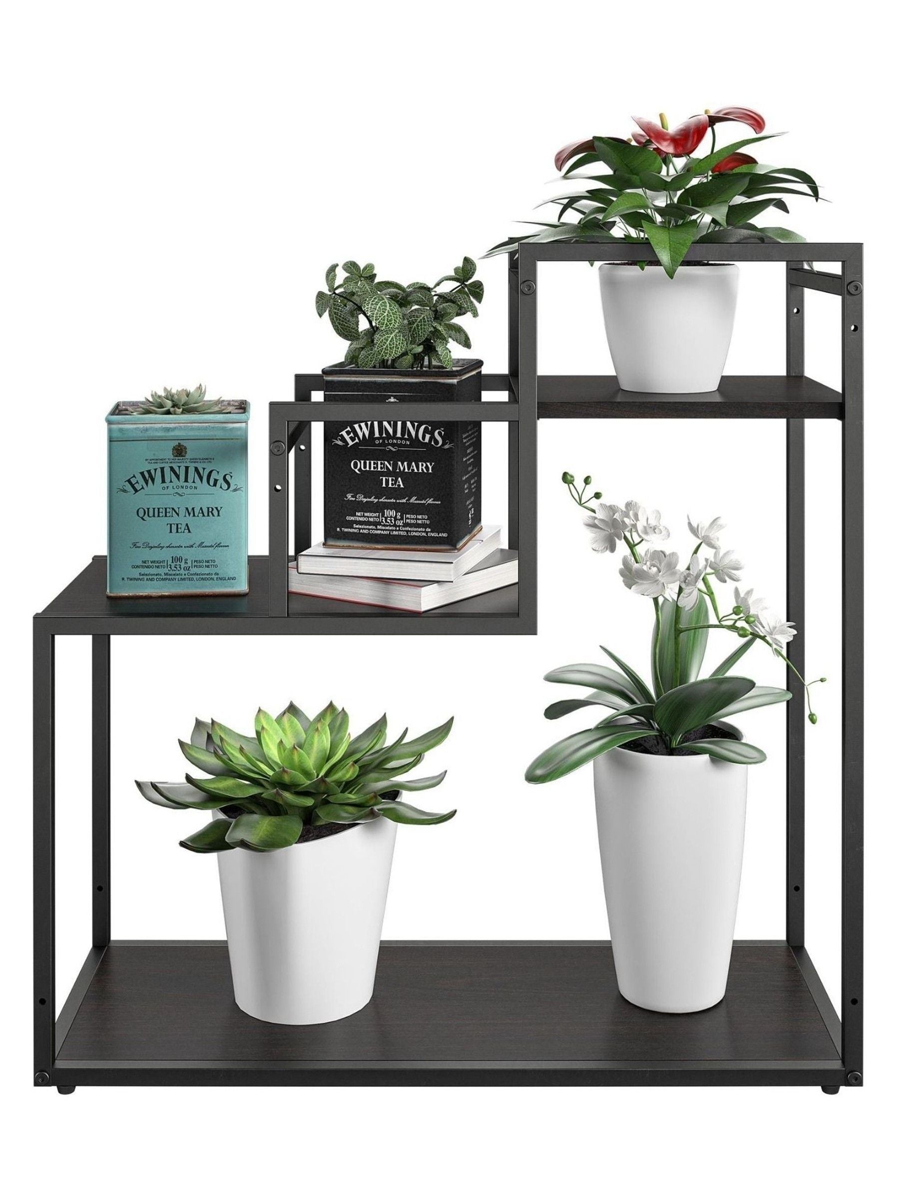 Novogratz green plant stand with metal shelves, imported from the UK