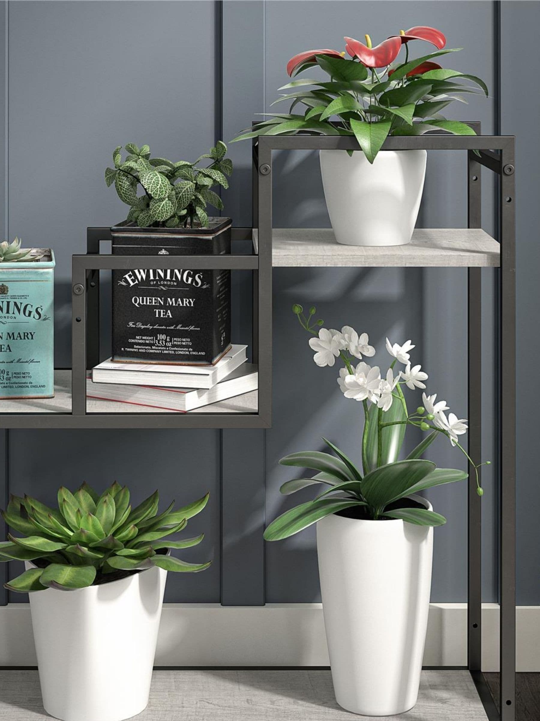 Novogratz grey Weston plant stand with faux concrete finish, UK version