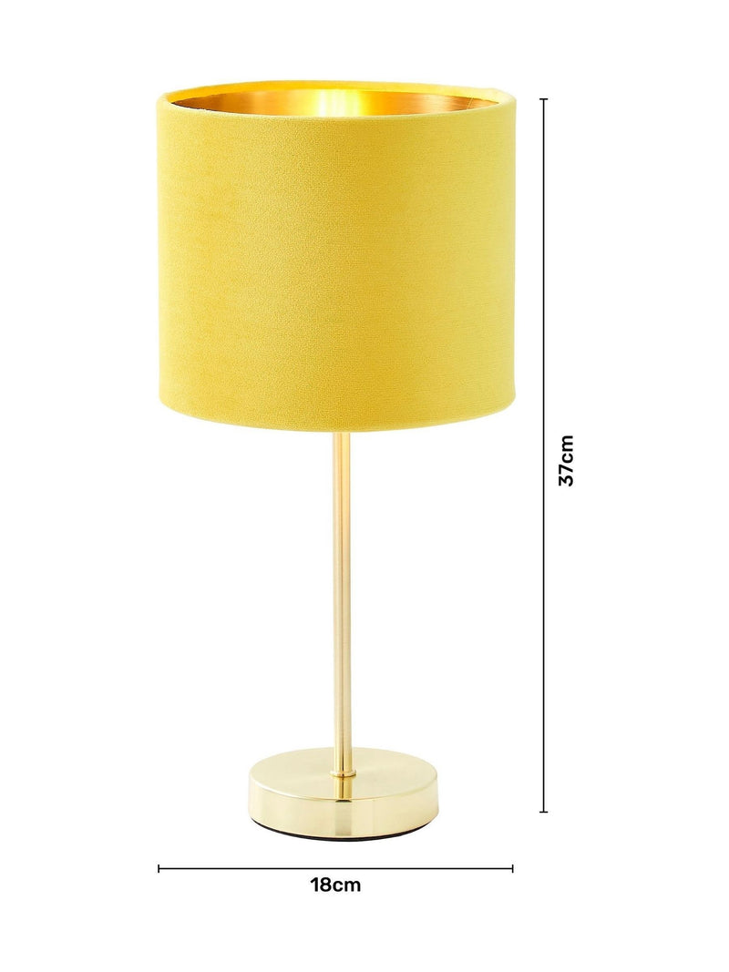 BHS yellow velvet table lamp 37cm - British product