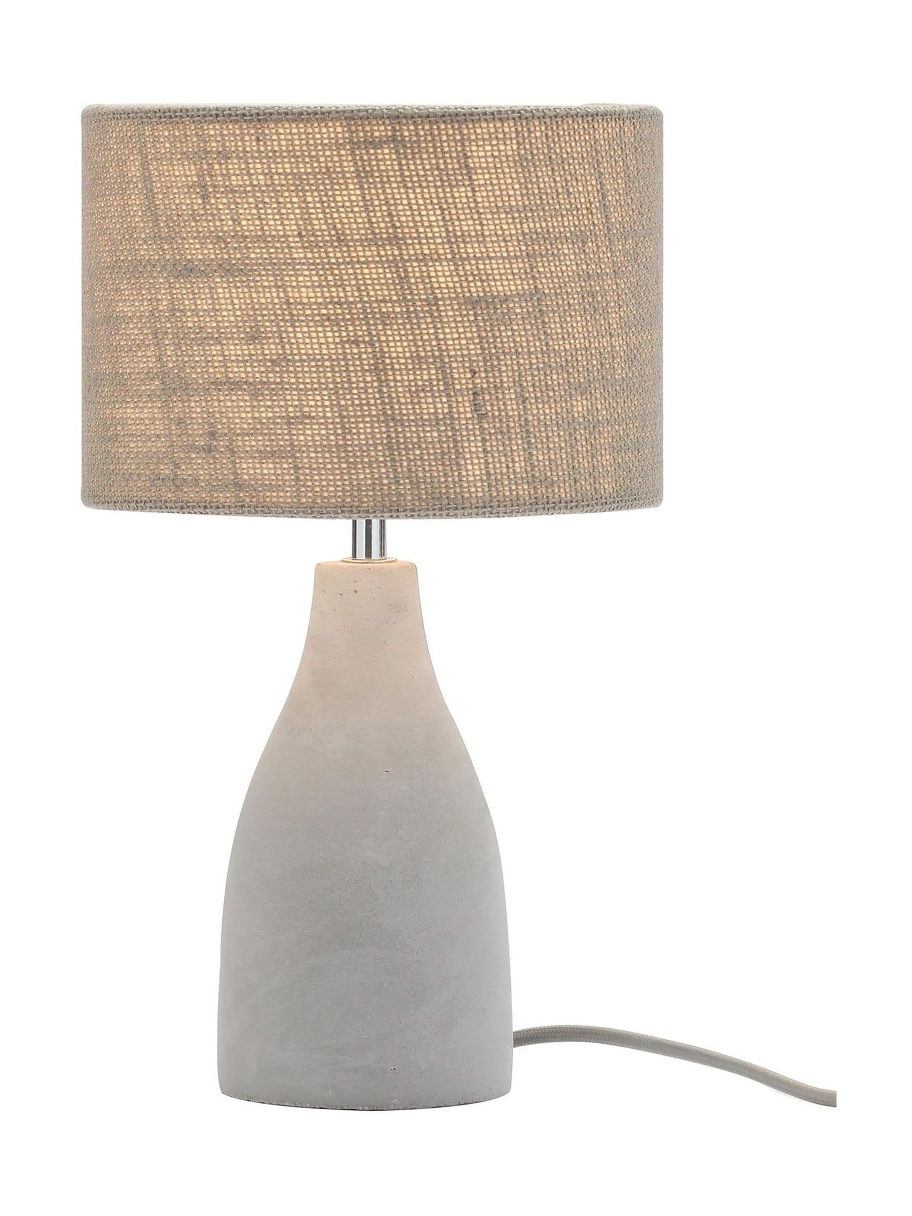 BHS grey concrete table lamp with satin nickel base - British product