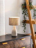 BHS grey concrete table lamp with satin nickel base - British product
