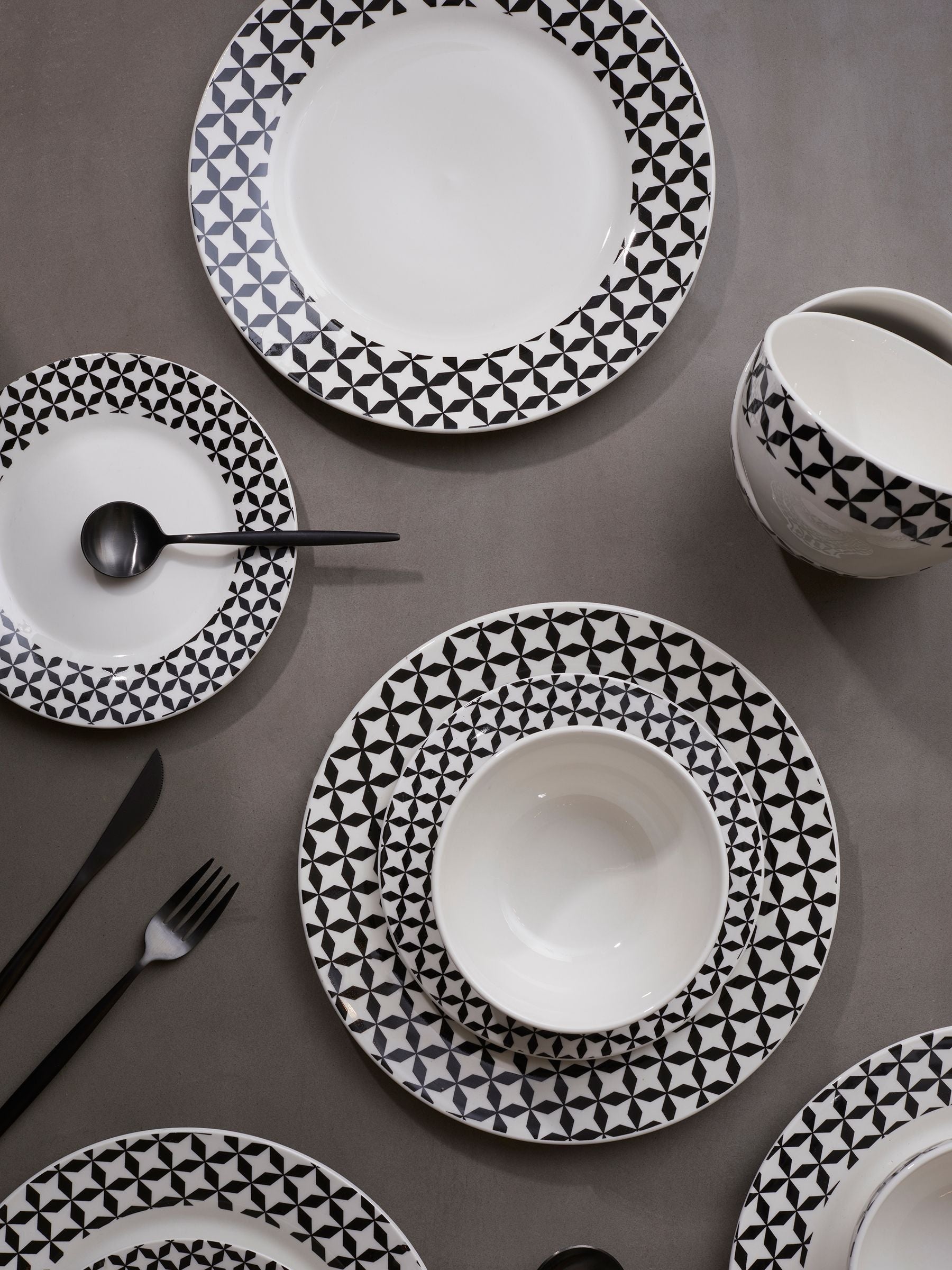 Interiors by Premier Avie Windmill white dinner set 12 piece, UK version