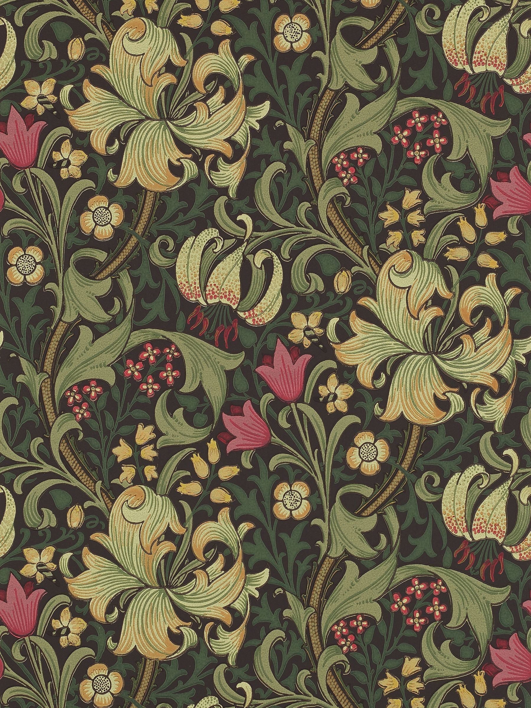 Morris & Co. Green Golden Lily wallpaper 10.05m, UK version