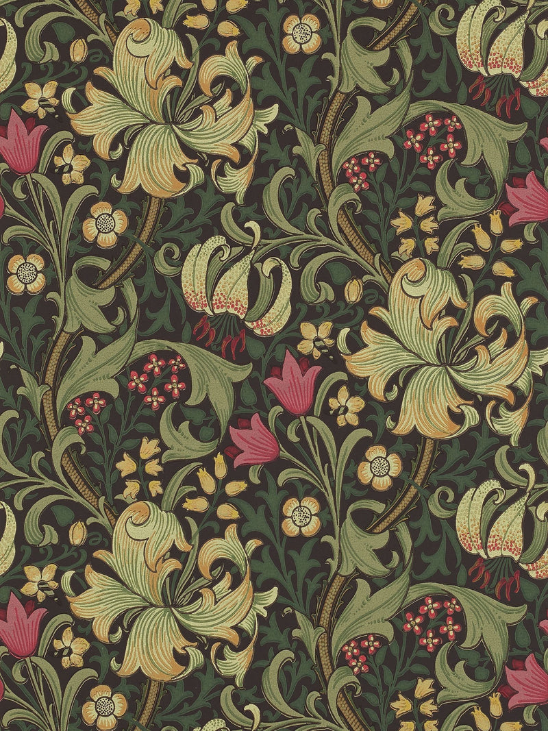 Morris & Co. Green Golden Lily wallpaper 10.05m, UK version