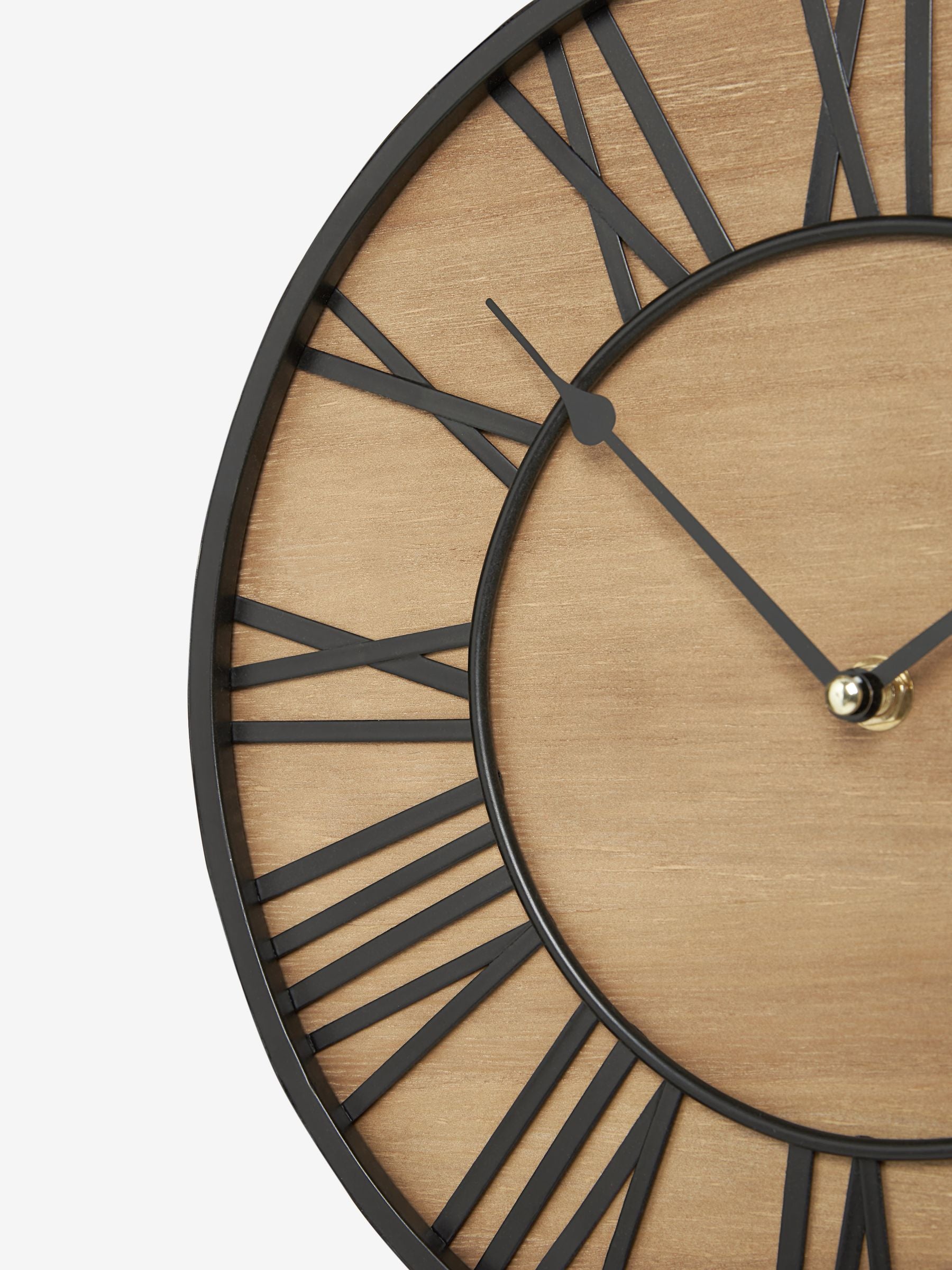 Natural black Bronx wooden wall clock 30cm, imported from the UK
