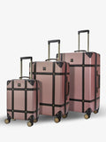 Rock Luggage Rose Pink Vintage Suitcases 3 Piece Set