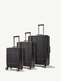Rock Luggage Black Vintage Suitcases 3 Piece Set