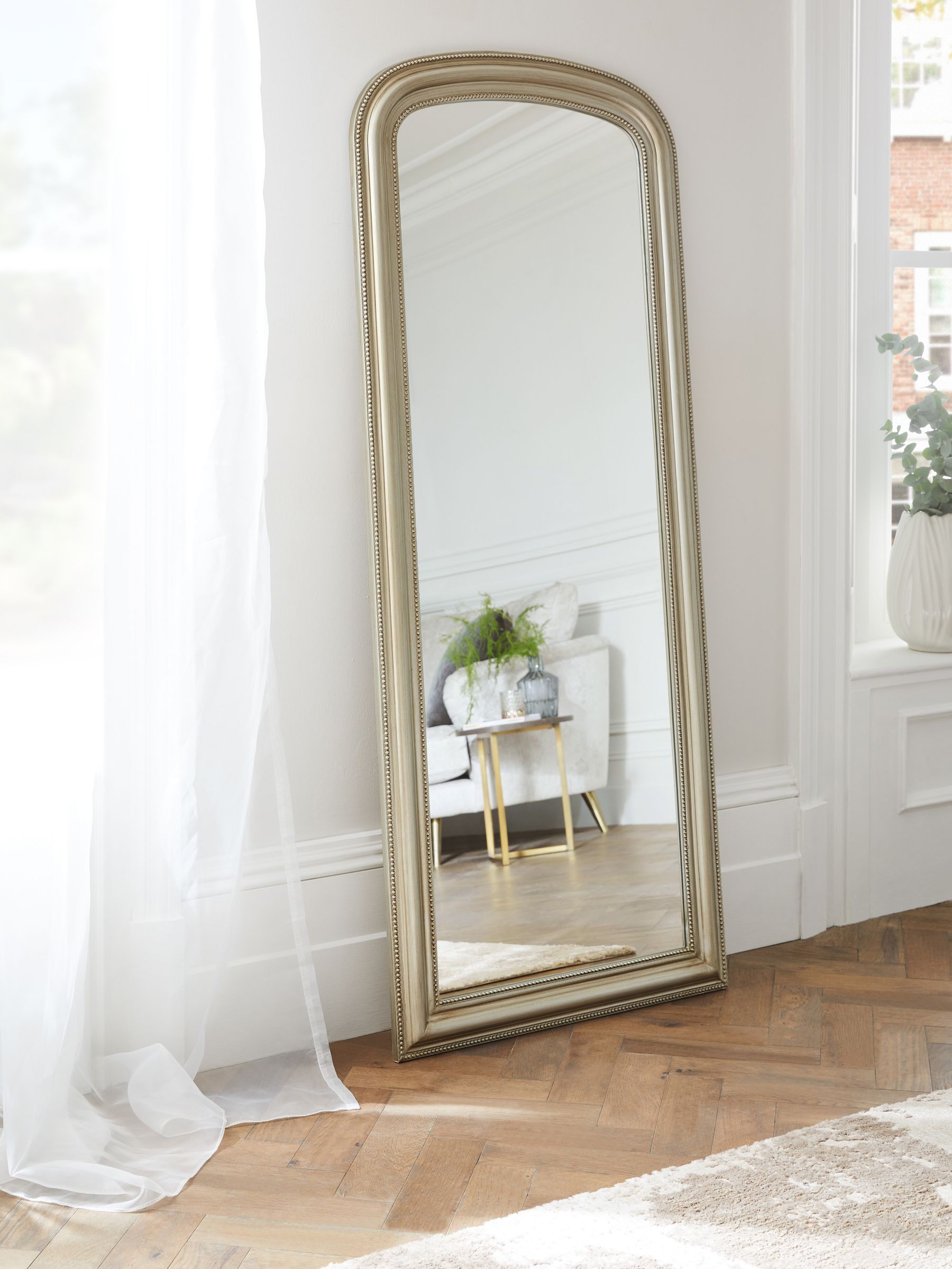 Champagne gold beaded arch full length mirror 155cm - British product