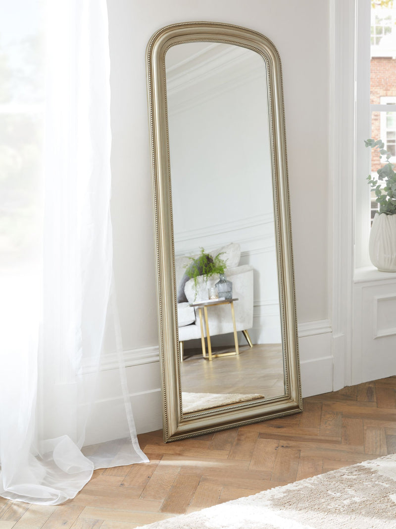Champagne gold beaded arch full length mirror 155cm - British product
