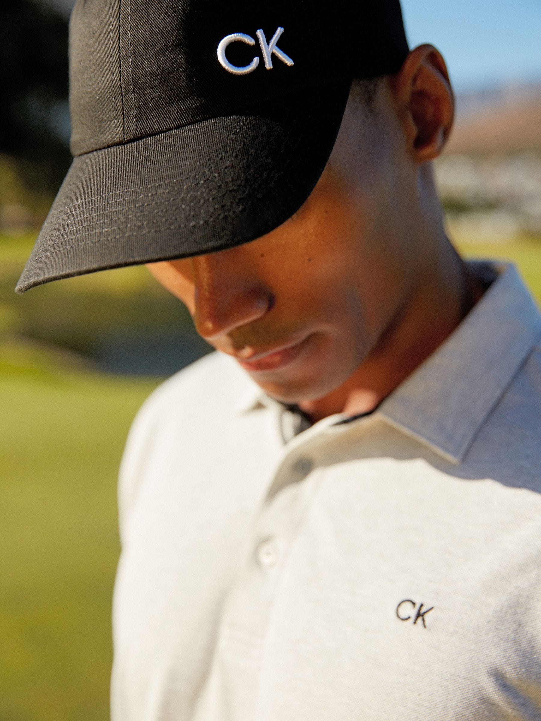 Calvin Klein Golf black cotton twill adjustable cap imported from the UK